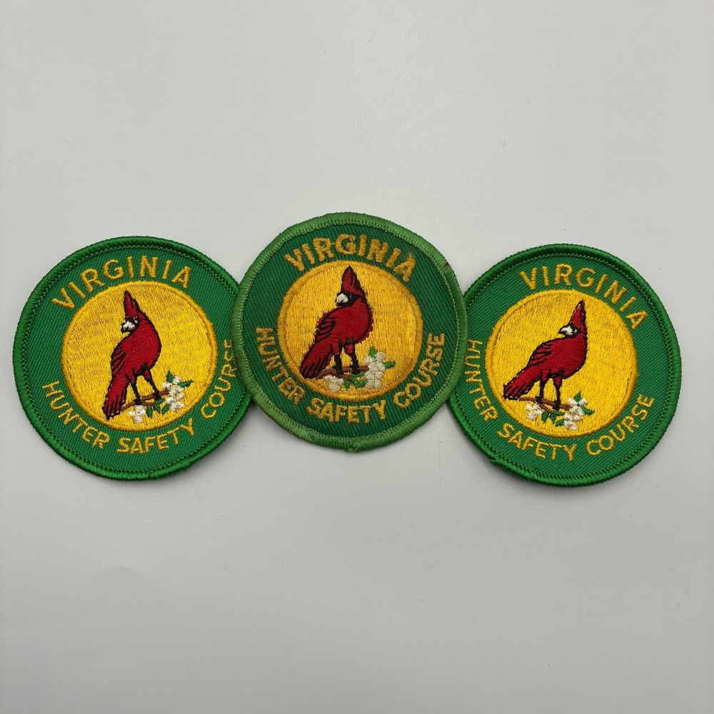 Lot of 3 Vintage Virginia Hunter Safety Course Cardinal Embroidered Patches